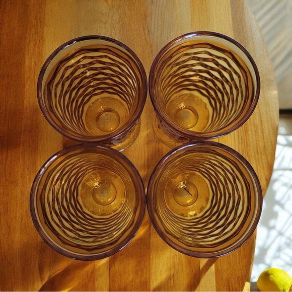 Whitehall 4 pc 14 oz Golden Amber Glass Cooler Set #2487 by Indiana Glass w Box - Picture 6 of 16